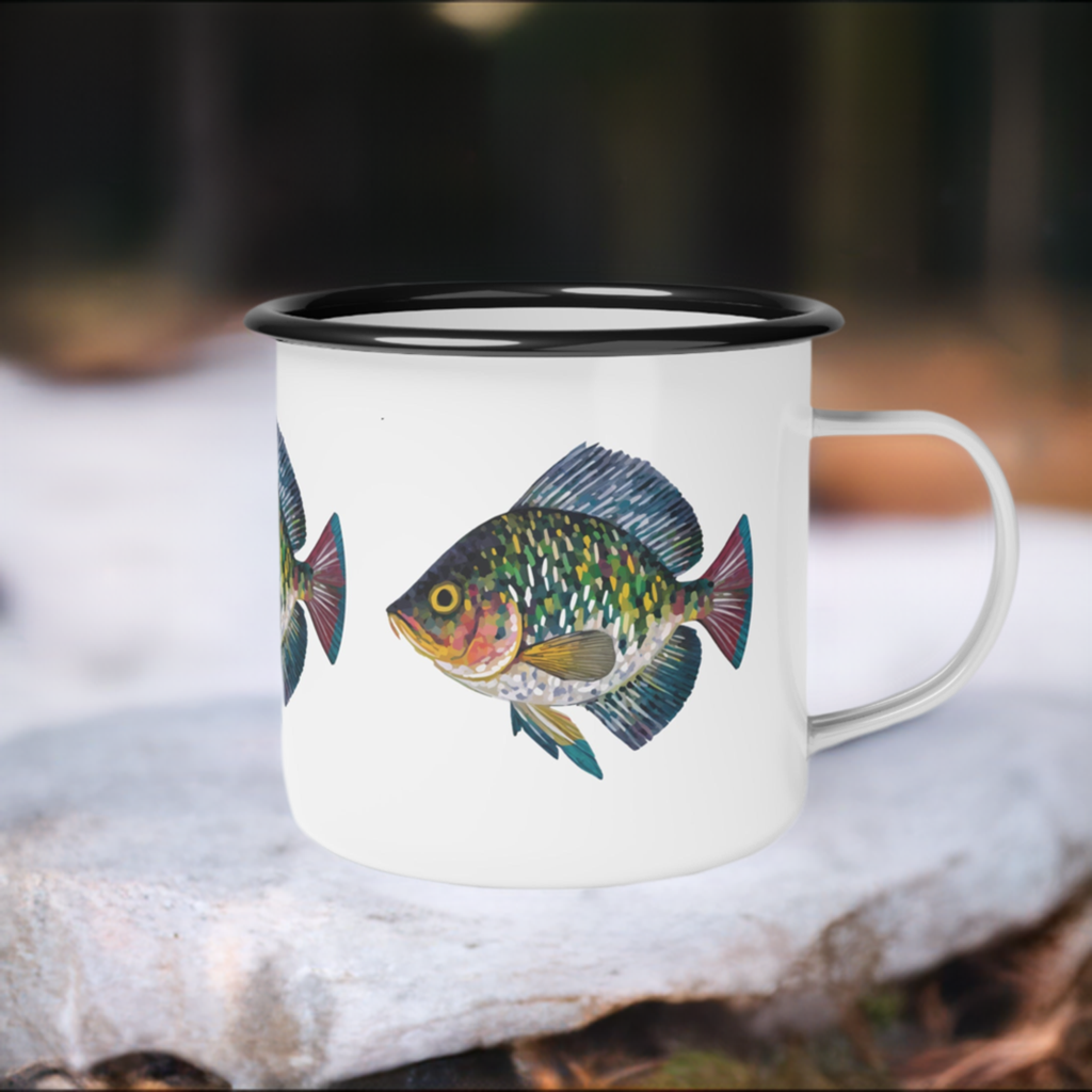 Fish Seeker Crappie Camp Mug Enamel Cup